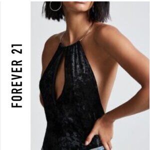 Forever21 black velvet bodysuit (NWT) size S